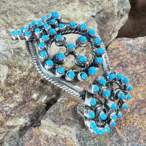 Zuni Kingman Turquoise Cluster Cuff Bracelet by Wayne Johnson