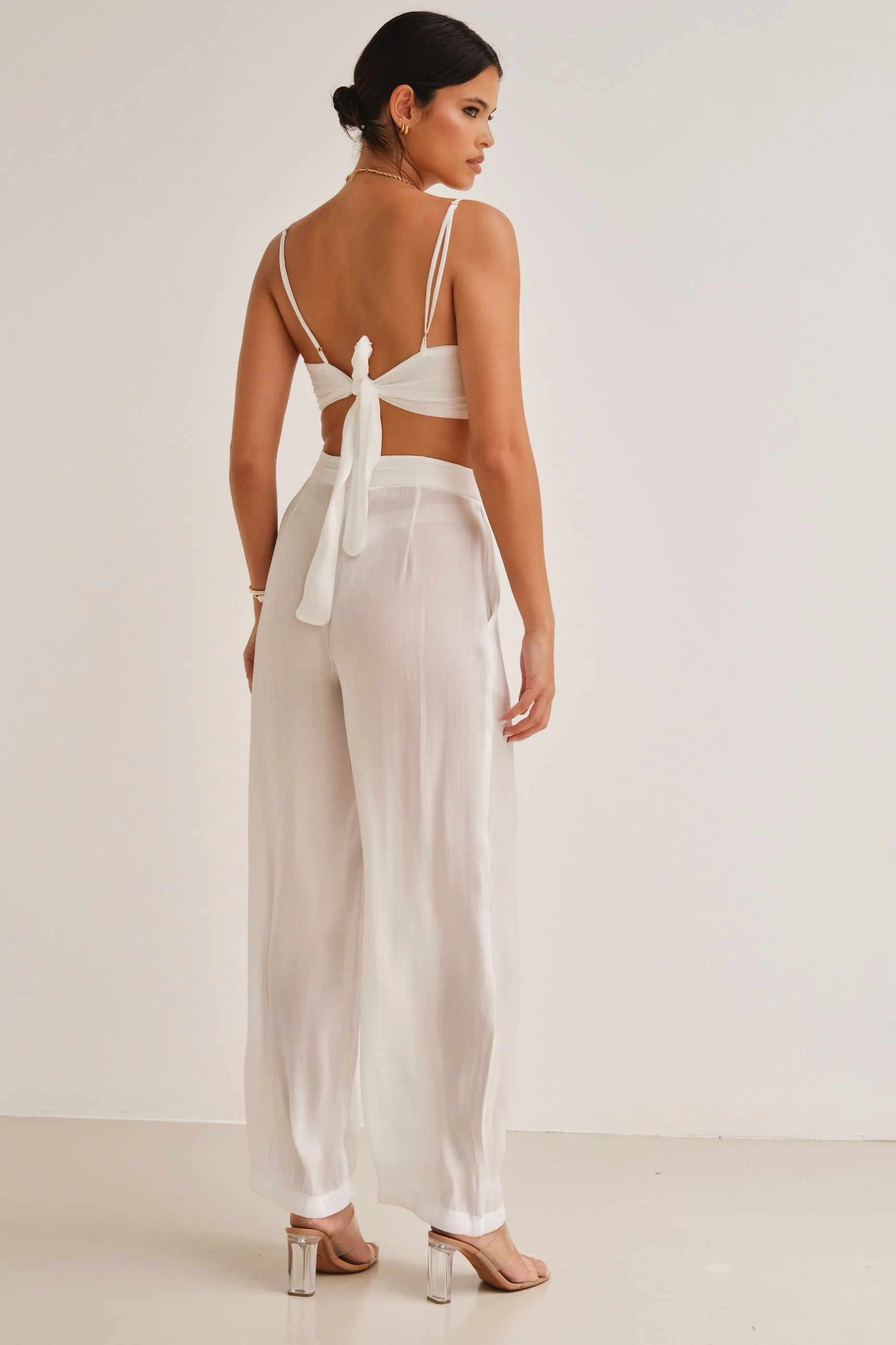 Zura Shimmer Crop Top White