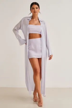 Zura Shimmer Maxi Duster Jacket Lilac