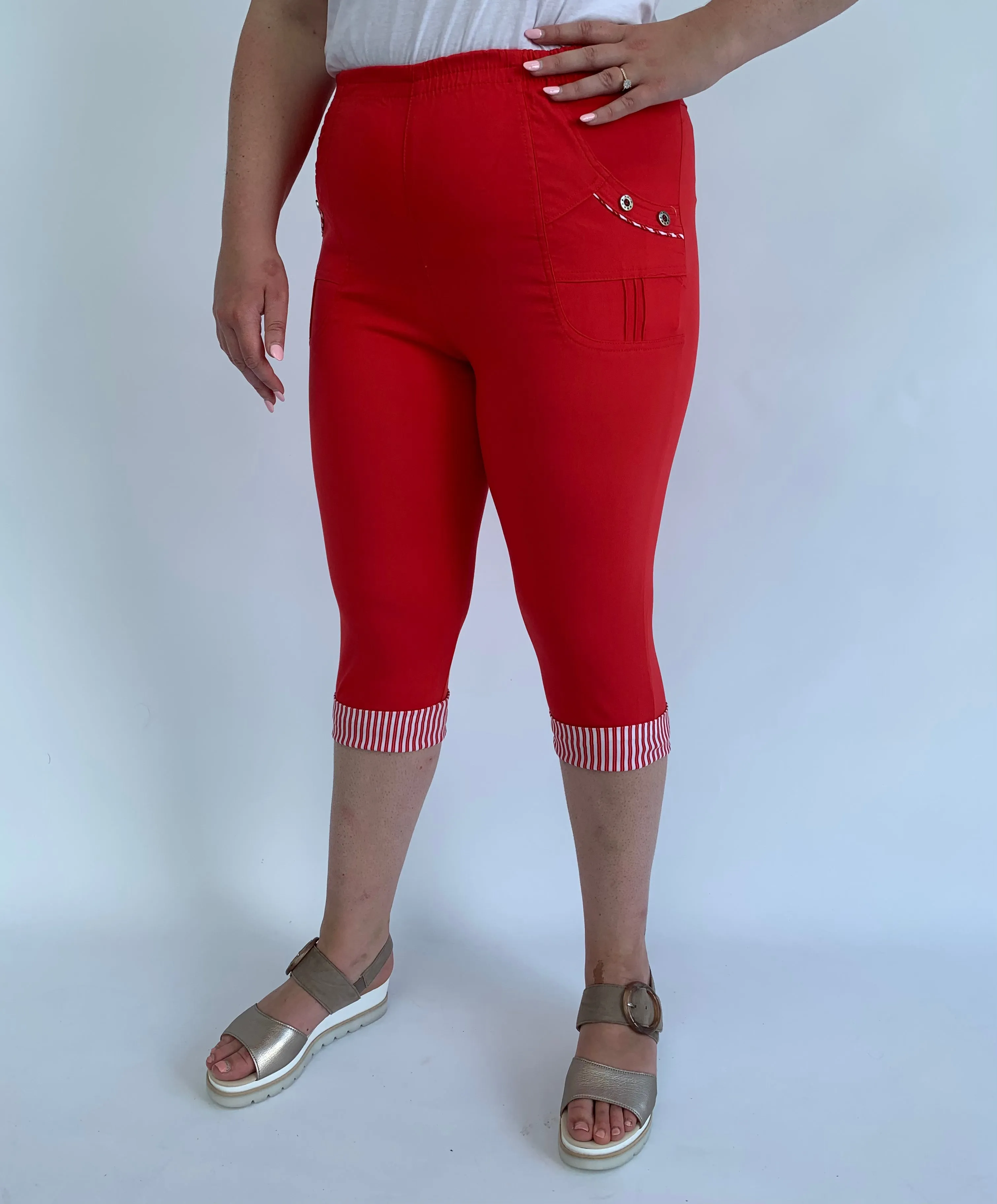 Zuri Striped Crops in Red